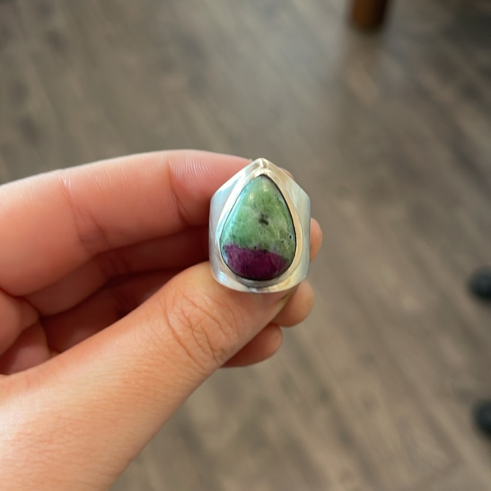 Ruby in Fuchsite Sterling Silver Shield Ring